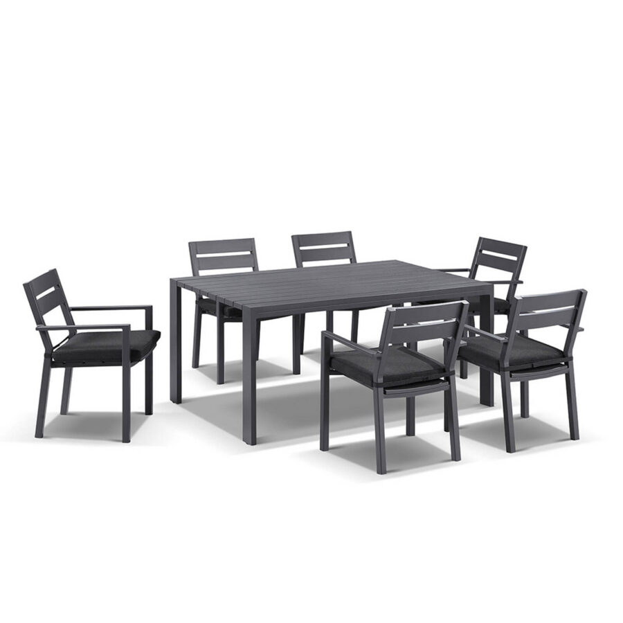 Outdoor Capri 6 Seater Aluminium Dining Setting  - Charcoal