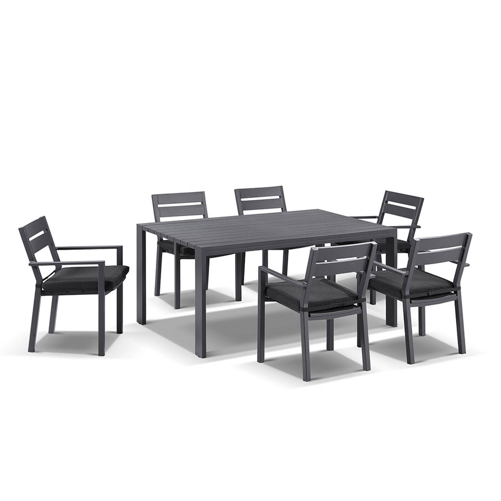 Outdoor Capri 6 Seater Aluminium Dining Setting  - Charcoal