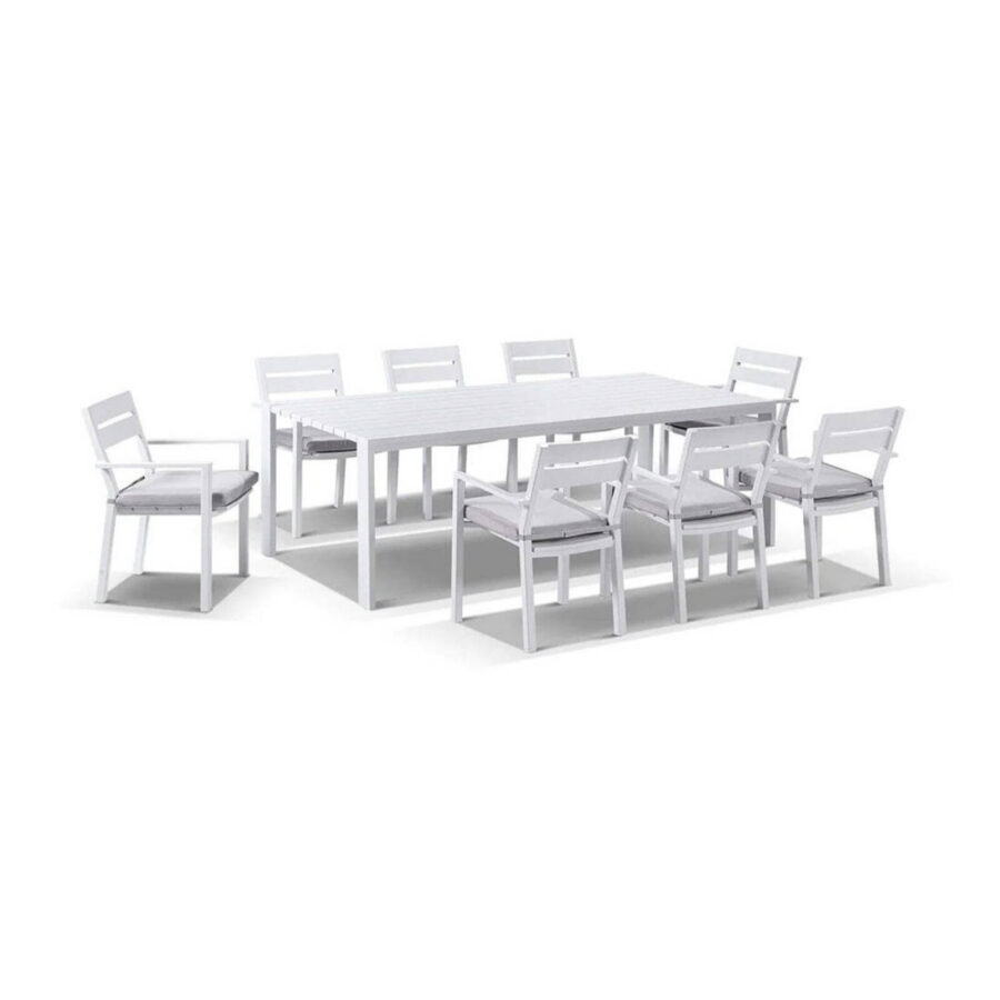 Outdoor Capri 8 Seater Aluminium Dining Setting - White