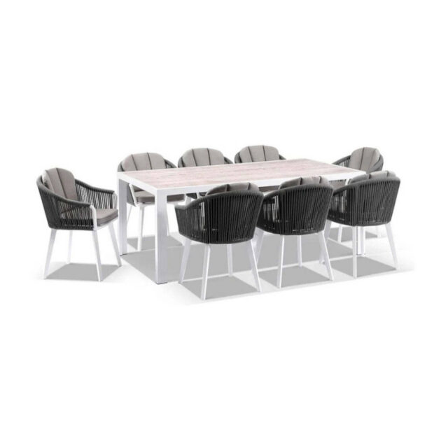 Outdoor Alpine 8 Seater Rope & Aluminium Dining Setting