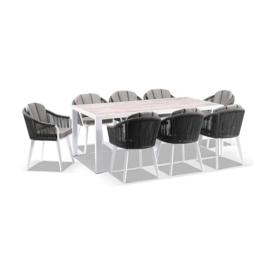 Outdoor Alpine 8 Seater Rope & Aluminium Dining Setting