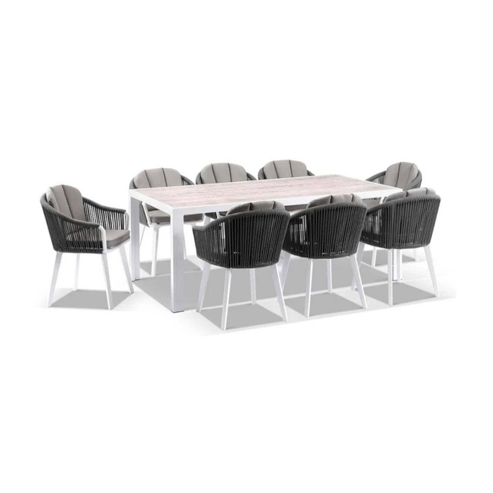 Outdoor Alpine 8 Seater Rope & Aluminium Dining Setting