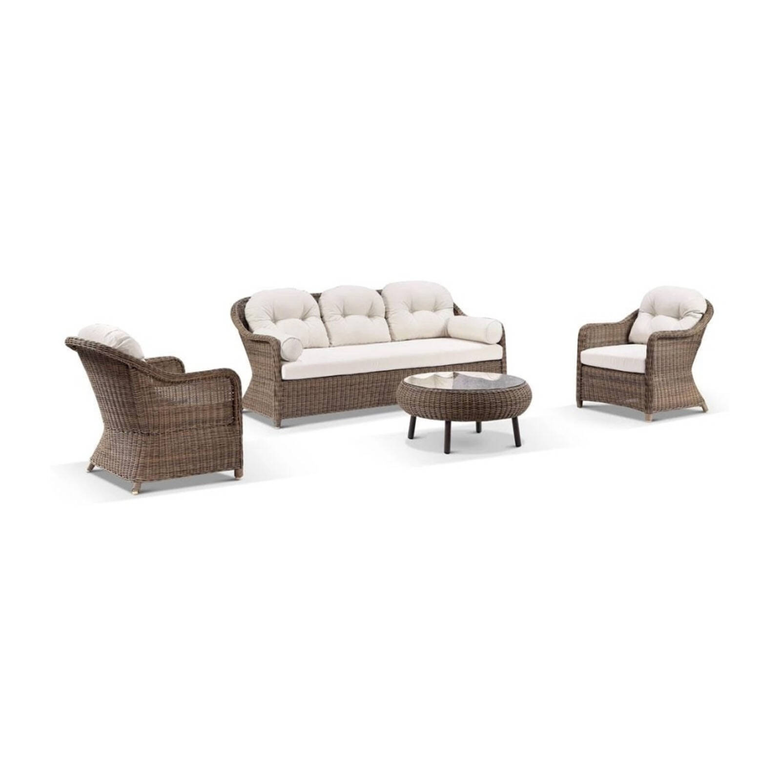 Plantation Outdoor Wicker 3+1+1 Lounge Set With Coffee Table