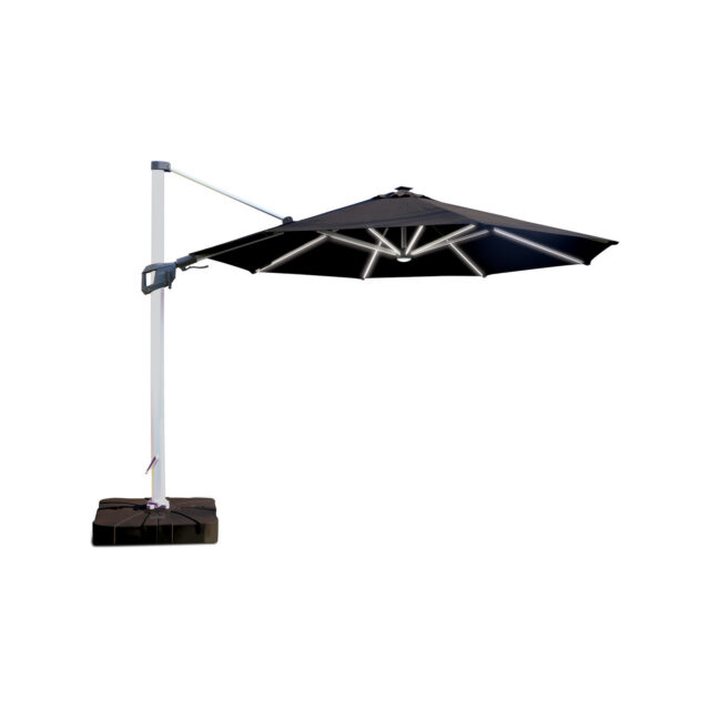 Coolaroo 3.5m Black Round Brighton Solar LED Cantilever Umbrella