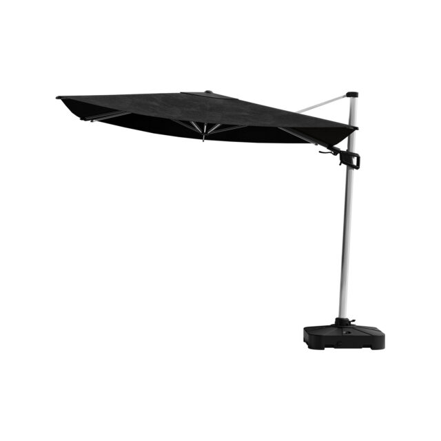 Coolaroo 3 x 4m Rectangle Black Hampton Cantilever Umbrella with Base