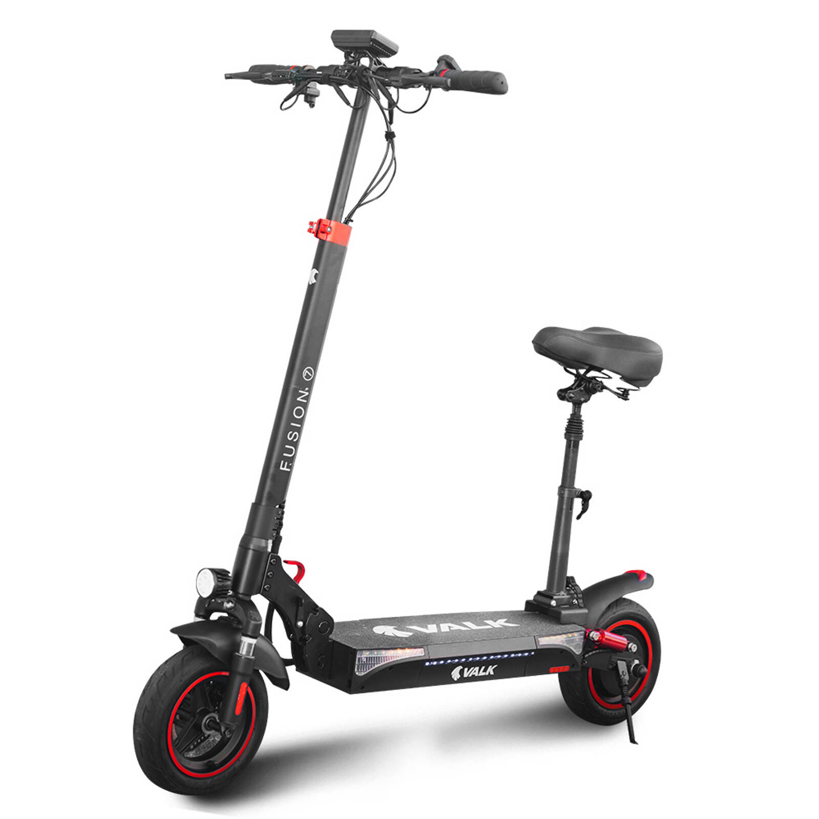 VALK Fusion 7 Electric Scooter, 800W, AU Compliant, with Seat Option, 50km Range, Quad Shocks, 10 inch Tyres