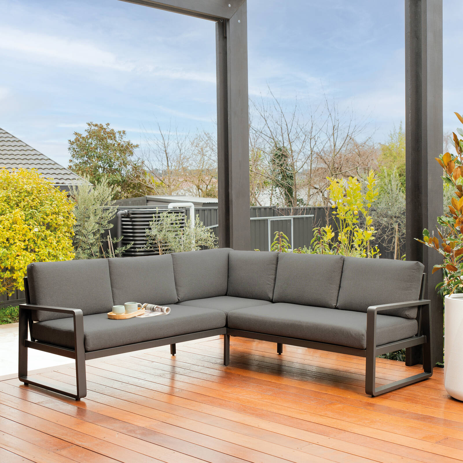 Mimosa Cordoba Aluminium Corner Lounge Charcoal