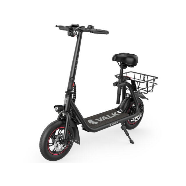VALK Electric Scooter with Seat, Disc brakes, 12" Tyres, AU Compliant, for Adults, Teens, Commuter, Black