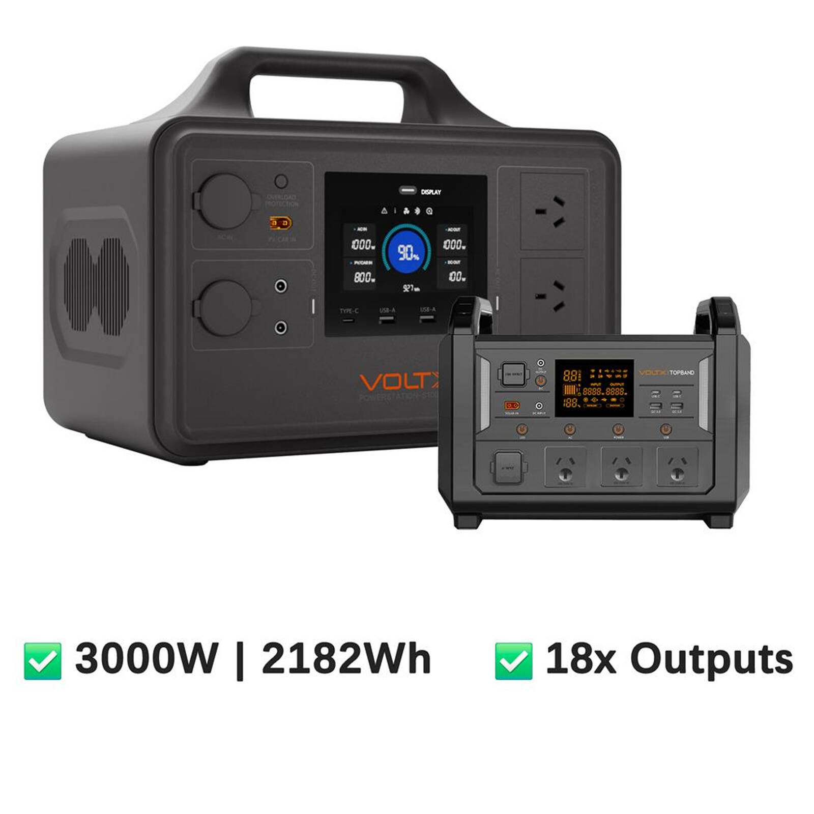VoltX 2182Wh Power Station 3000W Total (1800W + 1200W Bundle)
