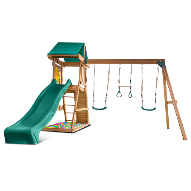 Lifespan Kids Birmingham Swing Set Cubby Play Centre With 2.2m Green Slide