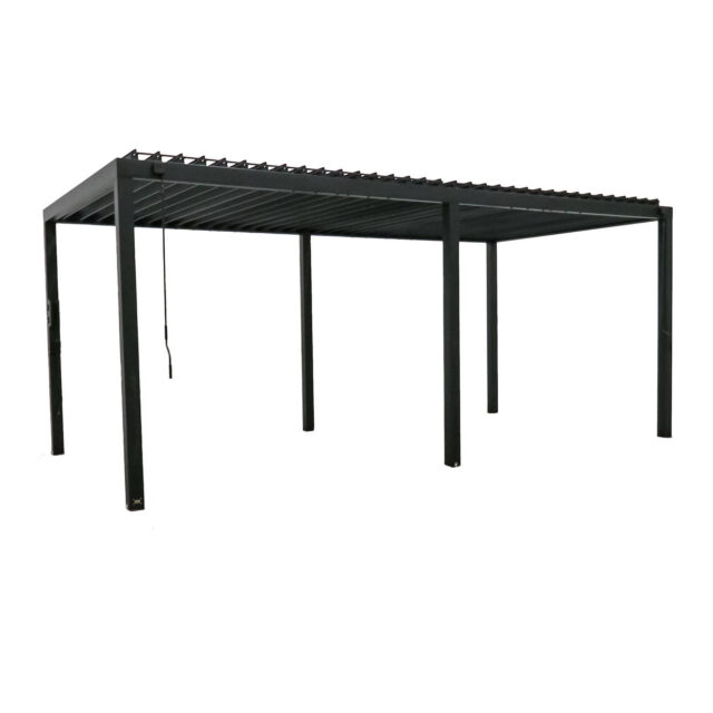 Backyard Discovery Sarasota 6m x 3m Galvanized Steel Louvered Pergola with Adjustable Sunshade Roof and PowerPort