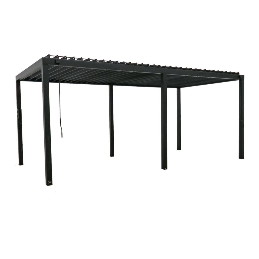 Backyard Discovery Sarasota 6m x 3m Galvanized Steel Louvered Pergola with Adjustable Sunshade Roof and PowerPort