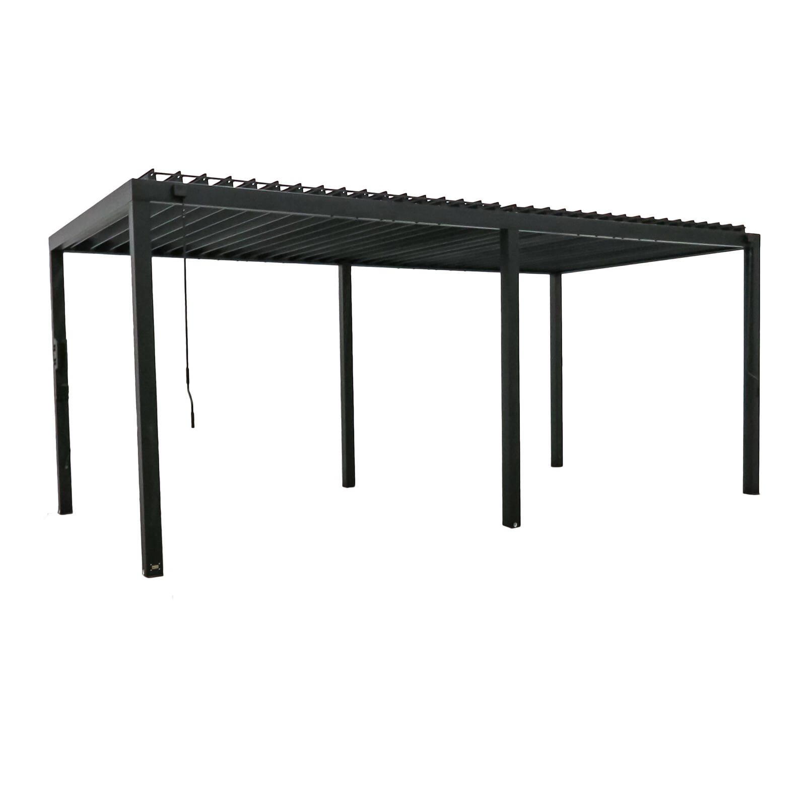 Backyard Discovery Sarasota 6m x 3m Galvanized Steel Louvered Pergola with Adjustable Sunshade Roof and PowerPort