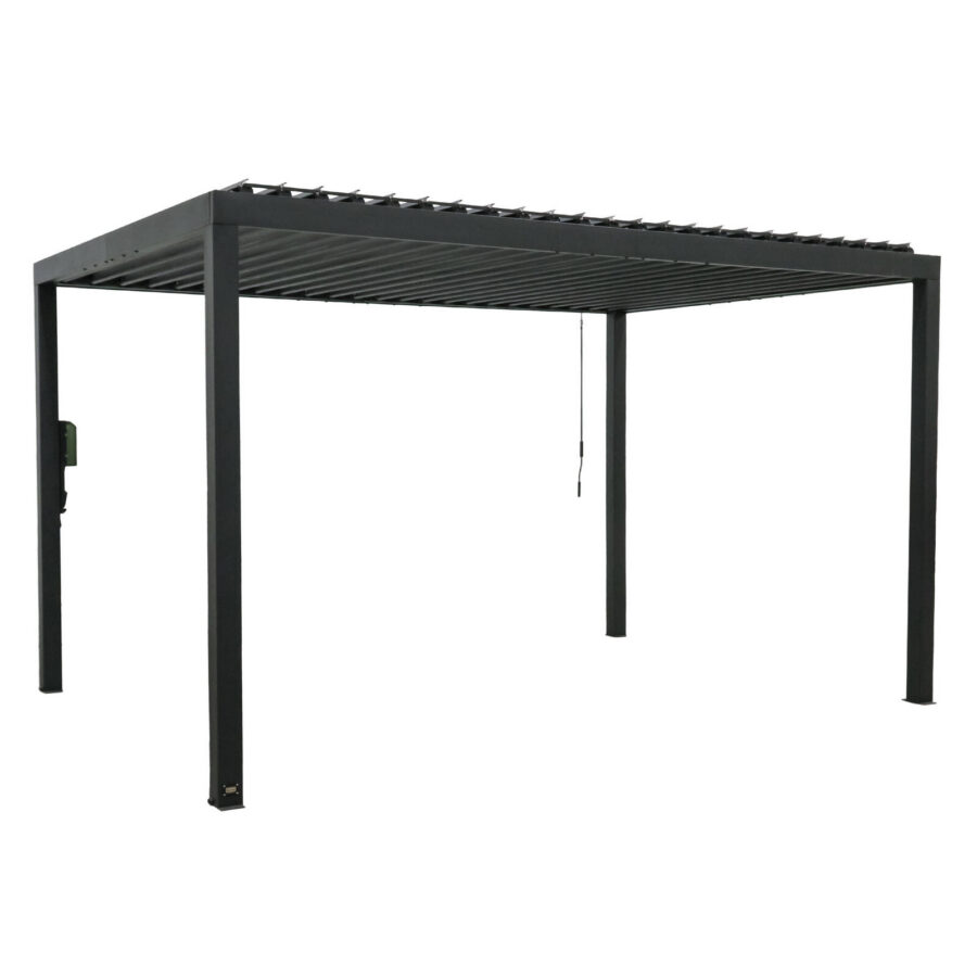 Backyard Discovery Sarasota 4.3m x 3m Galvanized Steel Louvered Pergola with Adjustable Sunshade Roof and PowerPort
