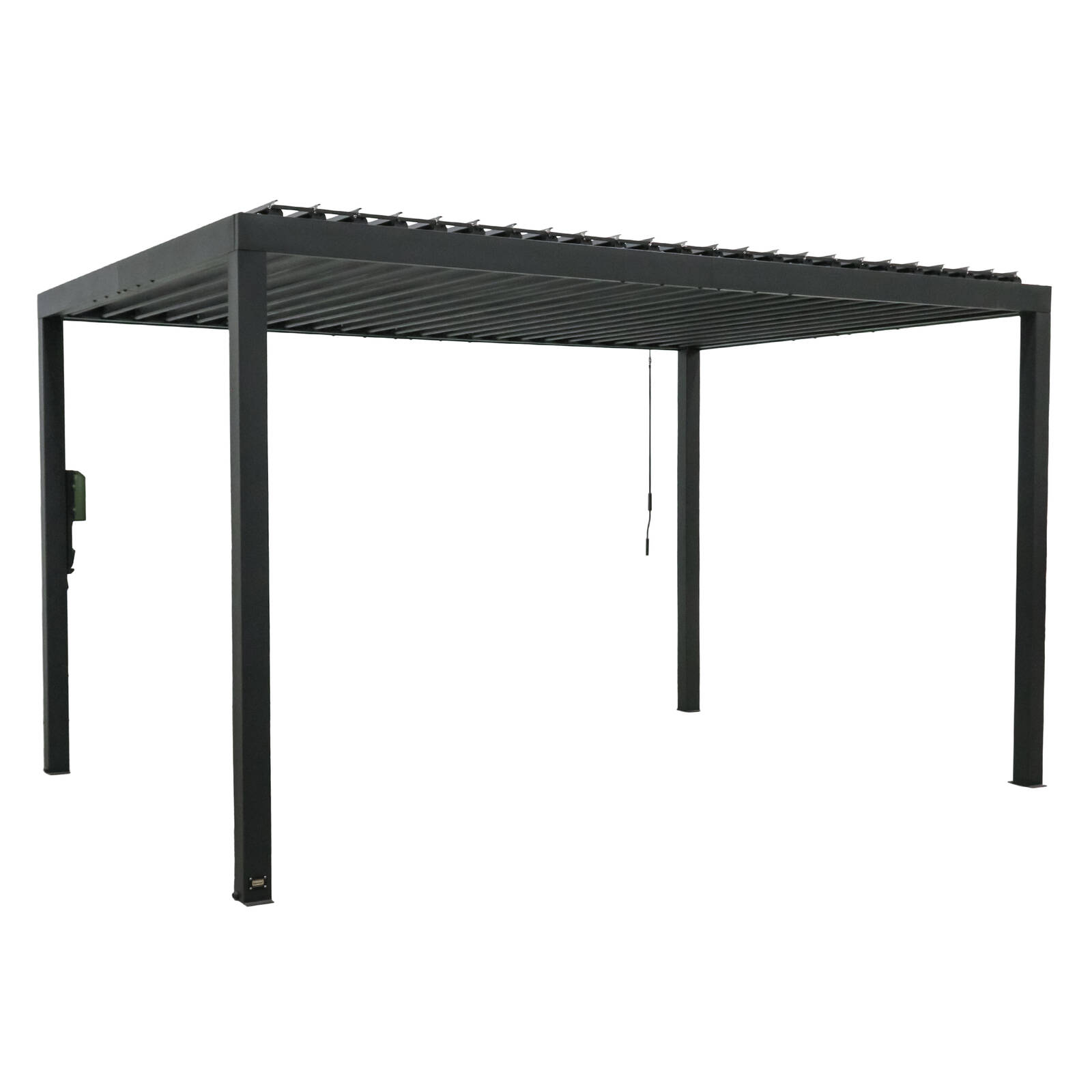 Backyard Discovery Sarasota 4.3m x 3m Galvanized Steel Louvered Pergola with Adjustable Sunshade Roof and PowerPort