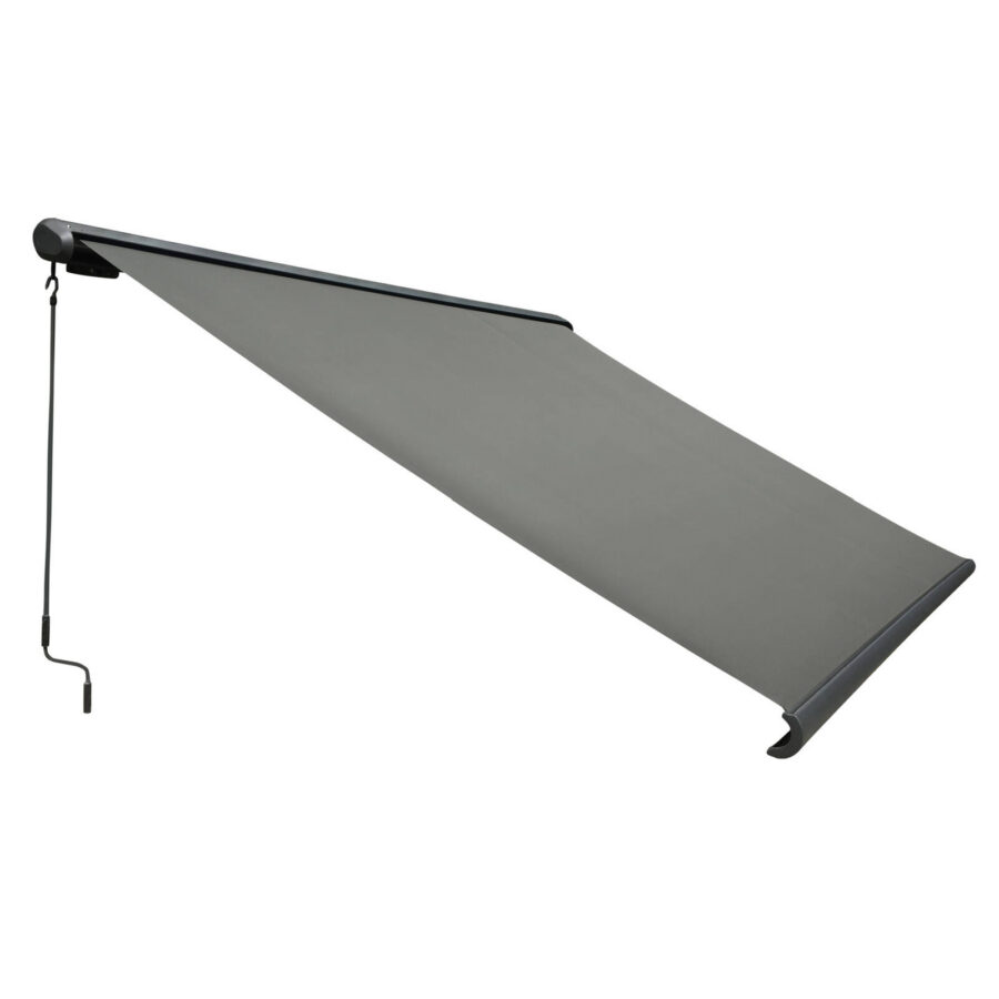 Windoware 4 x 3m Charcoal Full Cassette Folding Arm Motorised Awning - 4 x 3m